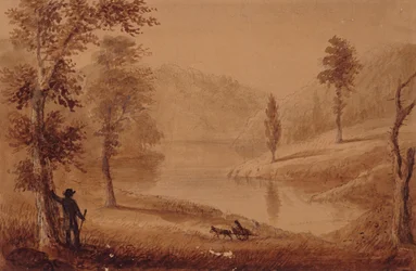 El lago de los cisnes, c.1837 (acuarela sobre papel)