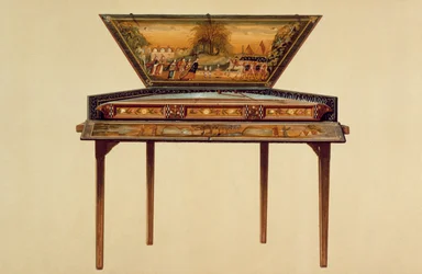 Dulcémele martillado en una caja de resonancia pintada, siglo XVIII, de 
