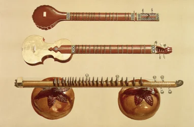 Dos sitares y una rudra vina, indios, de 