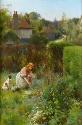 Recolectando flores silvestres en el seto, 1895