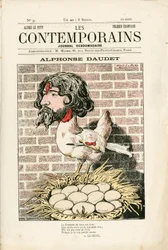 Portada de "Les Contemporains", número 9, Satírico en Colores: Alphonse Daudet - Literatura - Houle, Daudet Alphonse - Ilustración de Alfred Le Pepetit