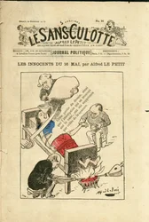 Ilustración de Alfred Le Petit para la Portada de Le Sans-Panlotte, circa 1879 - Los Inocentes del 16 de Mayo - Censura, 16 de Mayo