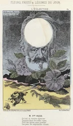La Rosa Silvestre: caricatura sobre Victor Hugo - ilustración de 22/03/1871 en “Flores, Frutas y Verduras del Día”