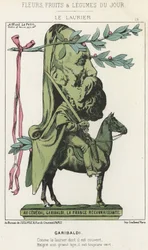 El Laurel: caricatura sobre Garibaldi - ilustración de 15/02/1871 en “Flores, Frutas y Verduras del Día”