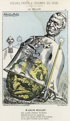 Le Melon: caricatura sobre Louis Veuillot - ill. del 10/03/1871 en "Flores, Frutas y Verduras del Día"