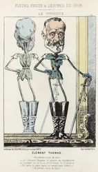 El Nomeolvides: caricatura sobre Clément Thomas - ilustración de 03/02/1871 en “Flores, Frutas y Verduras del Día”