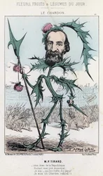 Le Cardo: caricatura sobre P. Tirard - ill. del 30/03/1871 en "Flores, Frutas y Verduras del Día"