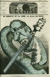 La serpiente y el archivo, la serpiente de la derecha lima sus dientes en la República. Portada en 