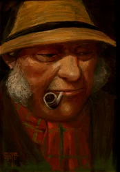 Pintura de hombre fumando pipa, 1905