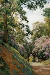 Un claro florido. Clairiere fleurie (Allee en fleurs). Pintura de Alfred William Parsons (1847-1920 Británico) Collection privee