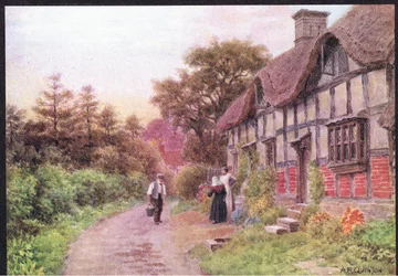 Tarde, Elmley Castle, Worcester, de Las Cabañas y la Vida en el Pueblo de la Inglaterra Rural publicado por Dent & Sons Limited