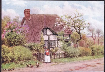 Lilac y Apple Blossoms, Harvington, Worcester, de The Cottages and the Village Life of Rural England publicado por Dent & Sons Limited, 1912