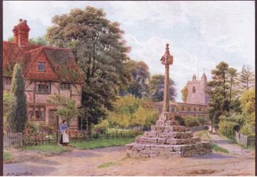 The Cross, East Hagbourne, Berkshire, de The Cottages and the Village Life of Rural England publicado por Dent & Sons Limited, 1912