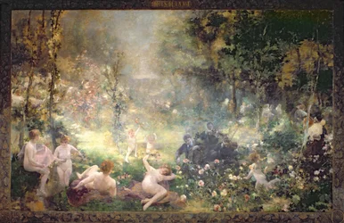 Las alegrías de la vida: flores, mujeres, música (mural)