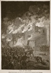 La caída del Álamo, de un libro pub. 1896 (grabado)