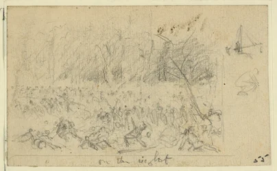 Boceto aproximado de una escena de batalla