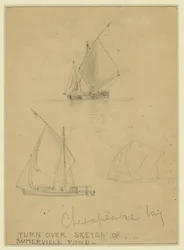 Tres veleros en la bahía de Chesapeake