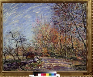 ""A la lisiere de la foret de Fontainebleau"" (Al borde del bosque en Fontainebleau) Pintura de Alfred Sisley (1839-1899) 1855 (Impresionismo) Museo Pushkin de Bellas Artes, Moscú