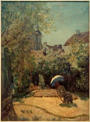 Mujer con sombrilla - Escena de verano