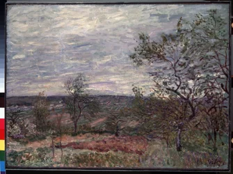 ""Journee de vent a Veneux"" (Día ventoso en Veneux) Pintura de Alfred Sisley (1839-1899) 1882 (Impresionismo) Museo del Hermitage, San Petersburgo (San Petersburgo)