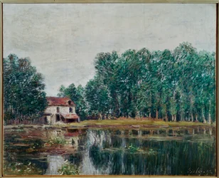 Le bord du canal a Moret-sur-Loing (pintura sobre lienzo)