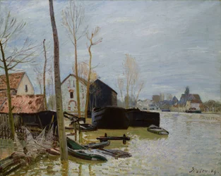 Las inundaciones en Moret, 1889