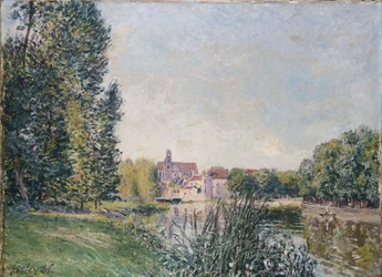 El Loing y la iglesia en Moret, 1886