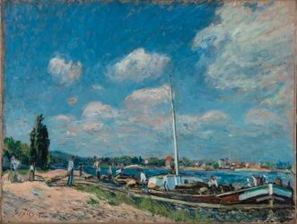 Descargando Barcazas en Billancourt, 1877