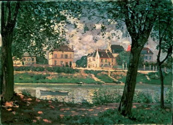 Pueblo junto al Sena (pintura sobre lienzo)