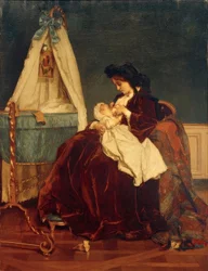 Alfred Stevens, La esposa del artista y su hijo Léopold