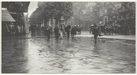 Un día lluvioso en el bulevar, París