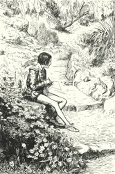 El alfarero francés Bernard Palissy observando lagartijas en el jardín cuando era niño