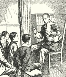 El General Charles George Gordon contando historias de la historia inglesa a niños harapientos en Gravesend