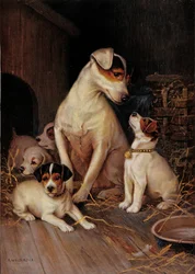 La niña y sus perros (impresión)