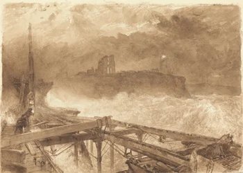 Estudio para el muelle de Tynemouth - Encender las lámparas al atardecer