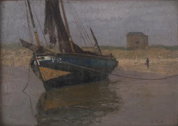 Barco de pesca en la costa belga