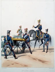 Ejército napoleónico: Artillería ligera. Grabado de Alfred De Marbot (siglo XIX) 1812. Malmaison, Museo del Castillo