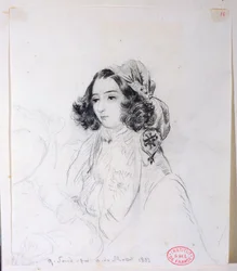 George Sand (1804-76) con un pañuelo en la cabeza, 1833