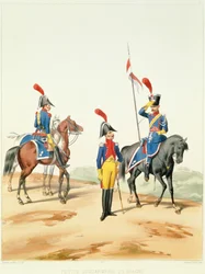 Tropas francesas, grabado por Gustave David (1824-91) 1810