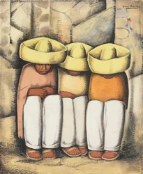 Indios descansando, c.1935 (témpera y carboncillo sobre cartulina)