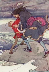 Se produjo una feroz pelea (litografía en color)