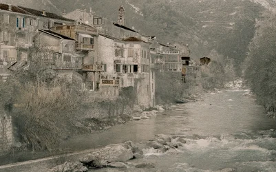 Valle del río cerca de Soaorge, 2018 (fotografía pintada a mano)