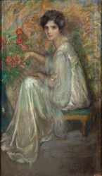 Mujer joven con rosas