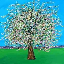 Árbol en flor lleno de color