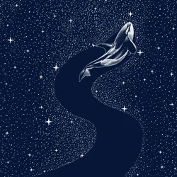 Una ballena de ensueño entre las estrellas
