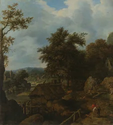Paisaje sueco con un molino de agua