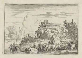 Casa en ruinas en el agua La cabaña en ruinas