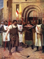 Hubert de Burgh y el herrero (litografía en color)