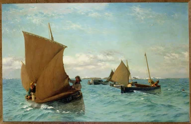Lugres recogiendo amarres, 1886