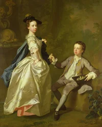 La Hon. Rachel Hamilton y su hermano, el Hon. Charles Hamilton, 1740